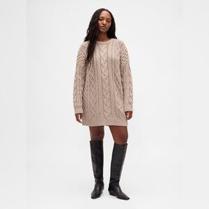 Inis Crafts MADE IN IRELAND Cable Knit Wool Sweater Dress pockets Tunic Large